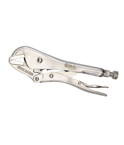 Genius Tools straight jaw vice grip pliers used in welding work.