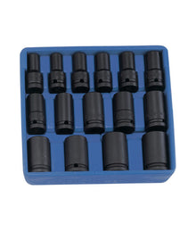 Genius Tools 15 piece thin wall semi deep impact socket set
