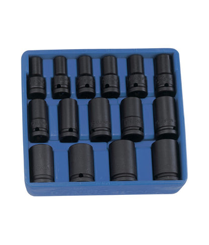 Genius Tools 15 piece thin wall semi deep impact socket set