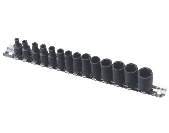 Genius Tools 14 piece metric 6 point sockets on rail workshop tools