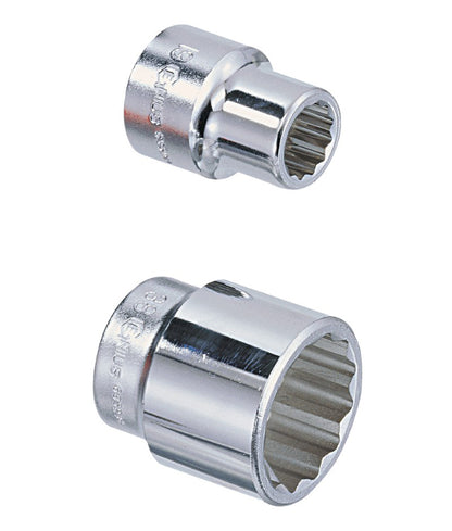 Genius Tools 3/4 inch drive chrome metric sockets 19mm to 55mm bi-hexagon, 12 point sockets