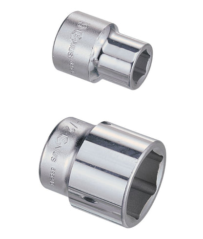 Genius Tools 3/4" drive hexagon 6 point chrome sockets.