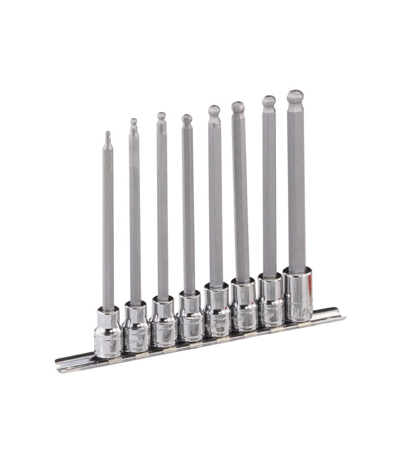 Genius Tools 3/8" drive spherical ball end hexagon allen bit  sockets on rail