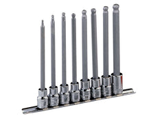 Genius Tools long ball end hex bit socket set on rail