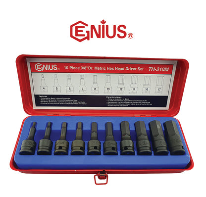 Genius Tools 10-piece metric hex (Allen) bit socket set