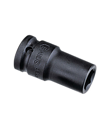 Genius 1/2" Drive Semi Deep 6 Point Impact Socket from set.