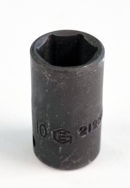 Genius Tools 1/4" 10mm hexagon impact socket, standard depth.  Available in metric sizes from 4-14mm