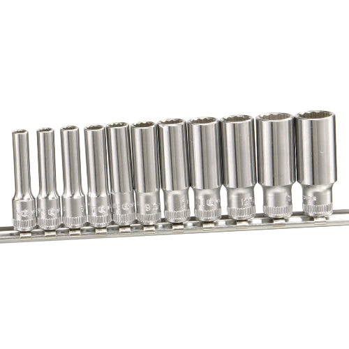 Genius Tools metric bi hex socket set 5-14mm on a socket rail