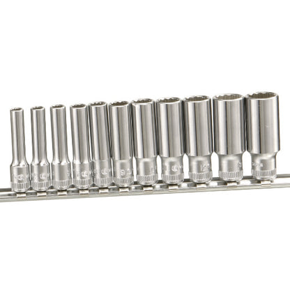 Genius Tools metric bi hex socket set 5-14mm on a socket rail