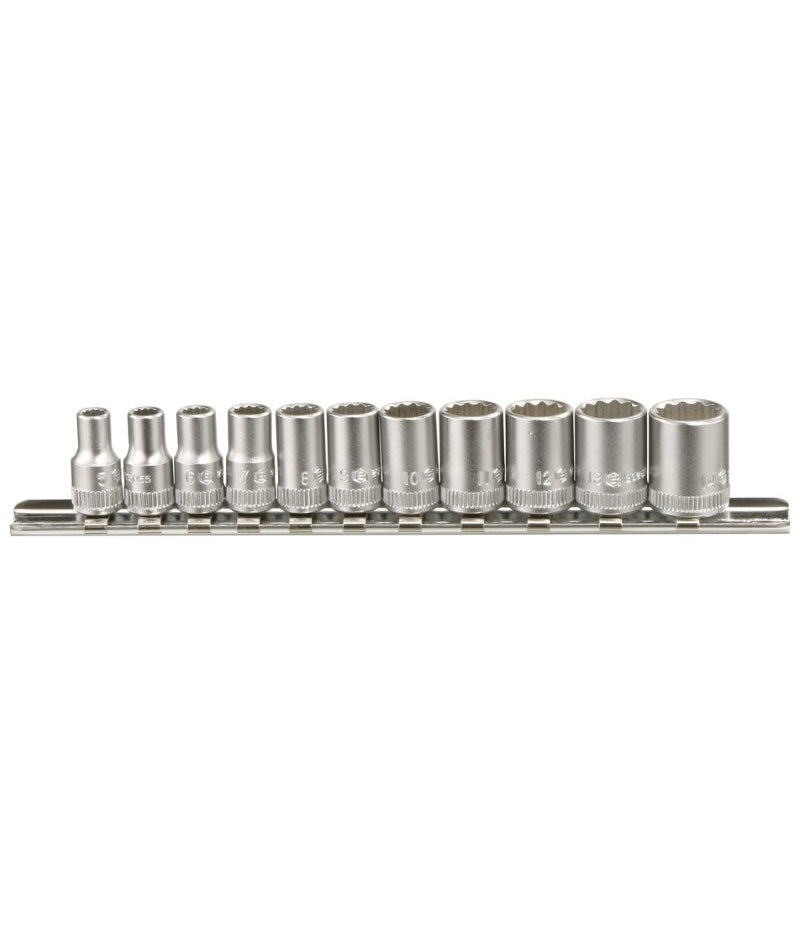Genius Tools 1/4" standard depth bi hex socket set, 5 - 14mm