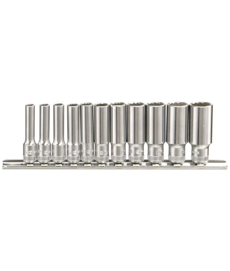 Genius Tools 1/4 drive 12 point profile deep socket set