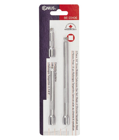 1/4" drive 3 piece Genius Tools wobble extension set
