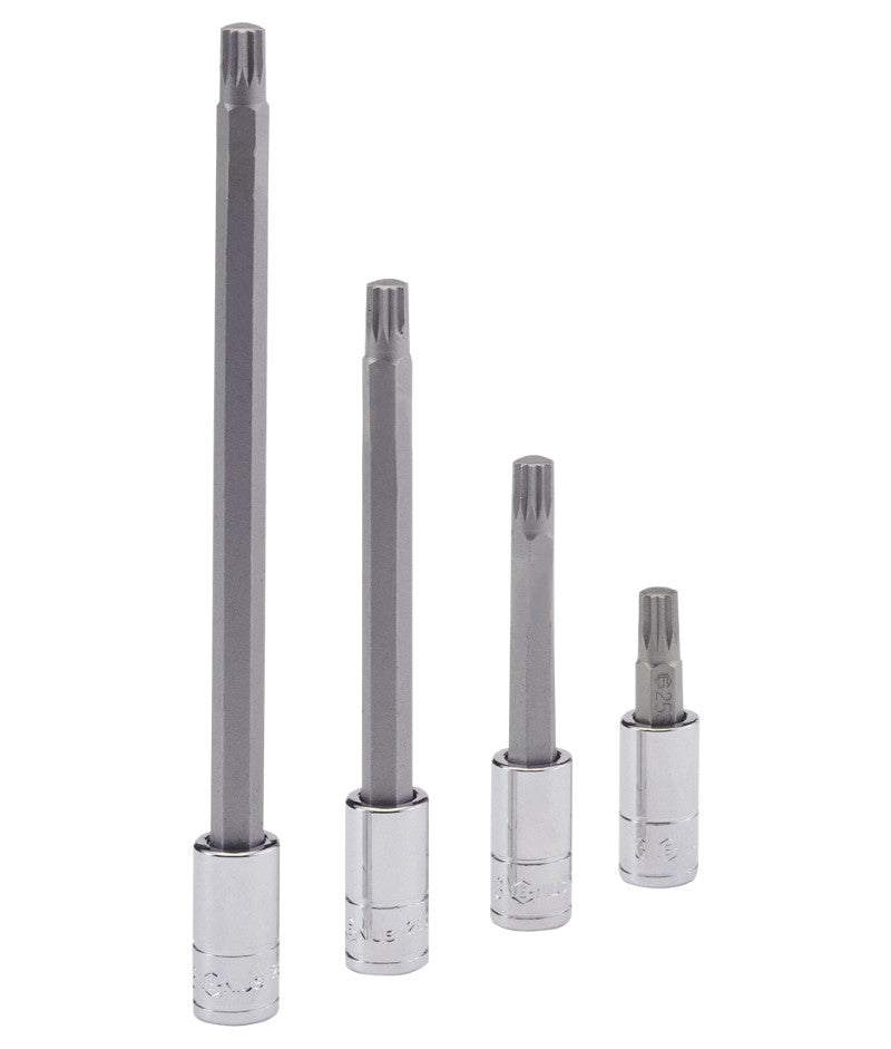 Genius Tools 1/4 drive XZN triple square bit sockets, in various sizes and lengths
