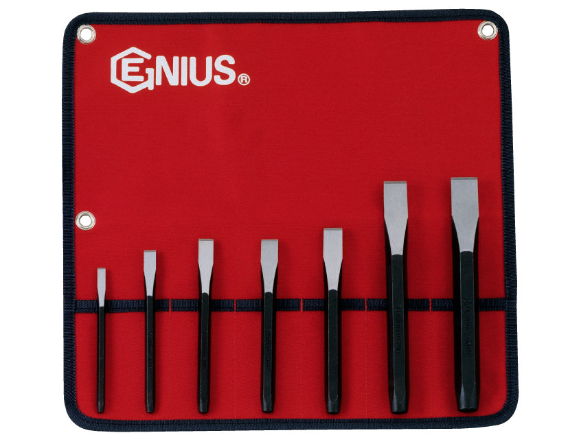 Genius Tools 7-piece flat chisel set in wallet, PC-567F
