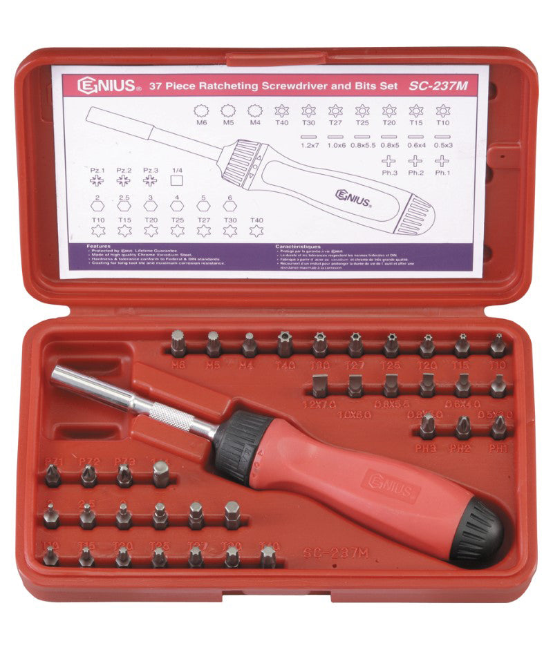 Genius Tools 37 piece screwdriver bit set in case