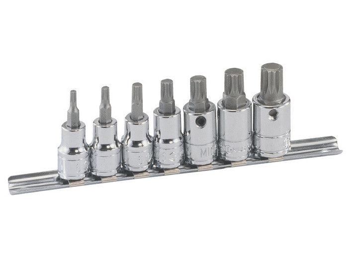 Genius Tools 7 piece XZN spline chrome bit socket set M4 to M14