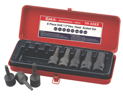 Genius Tools 1/2 drive impact hex bit socket set 5mm to 19mm