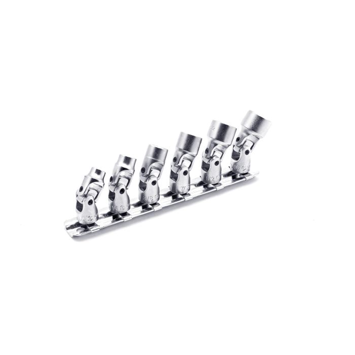 Genius Tools 1/4" drive 6 piece AF socket set 12 point bi hex flexible sockets