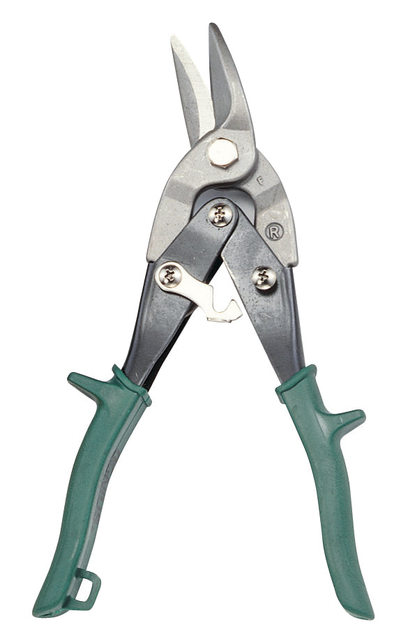 Genius Tools 10" Right cut aviation snips with straight tips.  Green handles