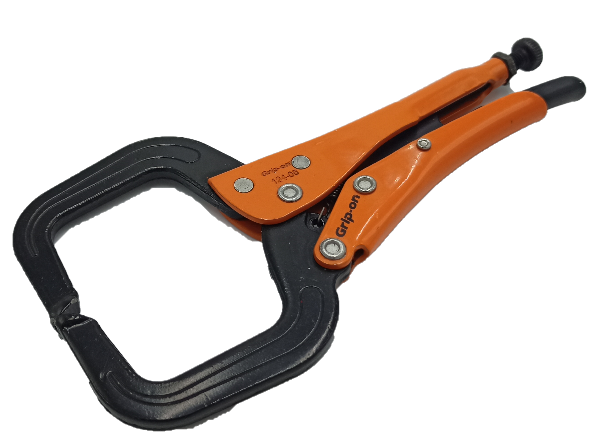 Grip-On C clamp close up jaws and adjustment knob