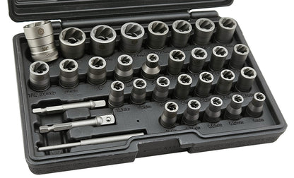 32pc Bolt Gripping Socket Extractor Set For Removal Of Damaged / Rounded Nuts
