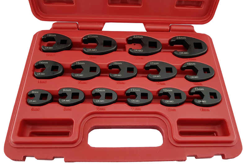 15 Piece 3/8" & 1/2" Crows Foot Spanner  Wrench Set 8-24mm From Britool Hallmark