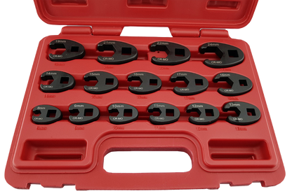 15 Piece 3/8" & 1/2" Crows Foot Spanner  Wrench Set 8-24mm From Britool Hallmark