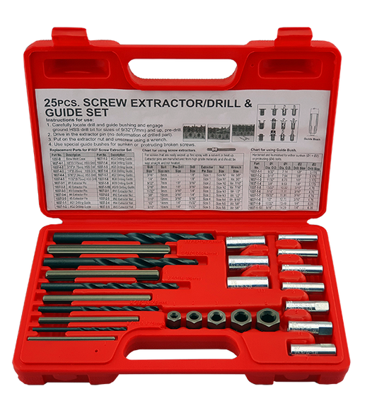 25pcs Screw Extractor Drill And Guide Set Britool Hallmark
