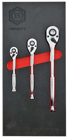 Britool Hallmark 3 Piece Hand Ratchet Set In Tool Control Foam