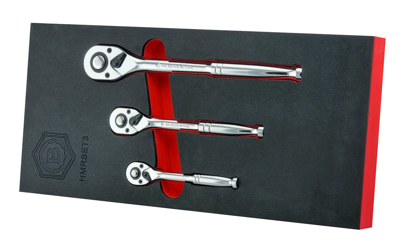 Britool Hallmark 3 Piece Hand Ratchet Set In Tool Control Foam