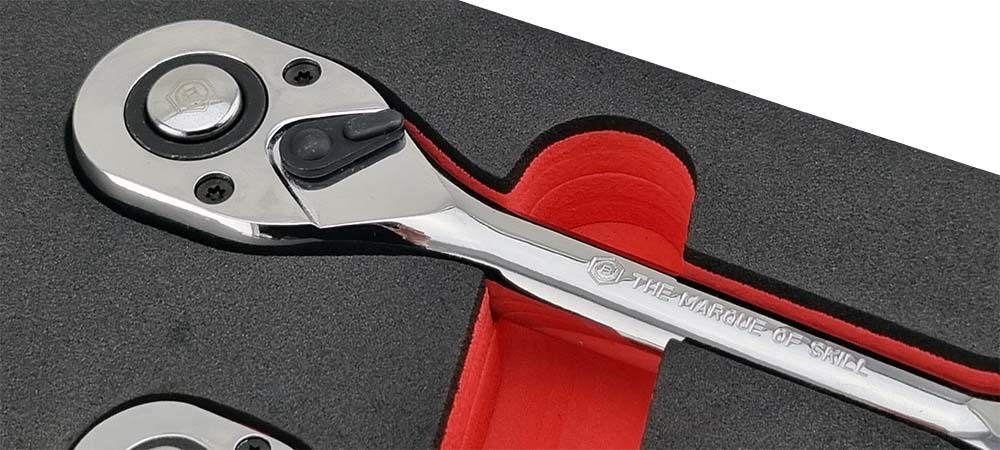 Britool Hallmark 3 Piece Hand Ratchet Set In Tool Control Foam