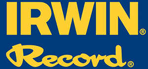 Irwin Record logo with yellow text on a blue background