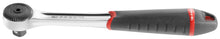 A 3/8-inch ratchet wrench with a silver metal head, black textured handle, and red accents, shown on a plain white background.  Facom Tools branded