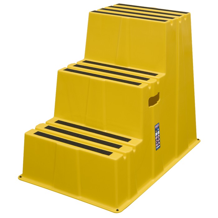 Sealey Three Step Safety Steps Heavy-Duty, Anti-Slip Tread - Yellow
