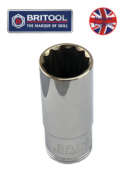 Britool 1/2" Drive Metric Deep Socket Range - 12-point - Made in England