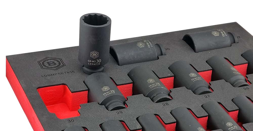 Britool Hallmark 25pc 1/2" Drive Deep Impact Socket Set (12-Point) Sizes 8-36mm