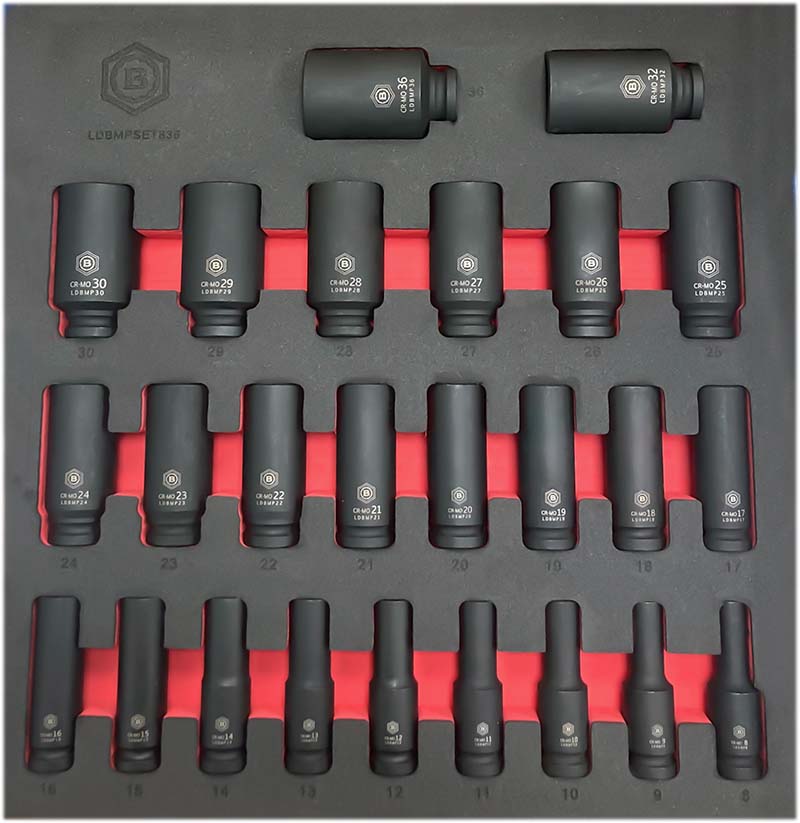 Britool Hallmark 25pc 1/2" Drive Deep Impact Socket Set (12-Point) Sizes 8-36mm