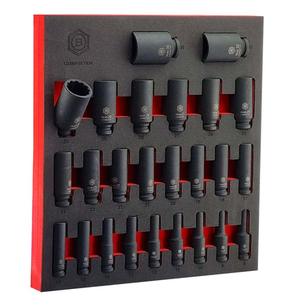 1/2" Drive Deep & Standard Impact Socket Sets (12-Point) 8-36mm Britool Hallmark