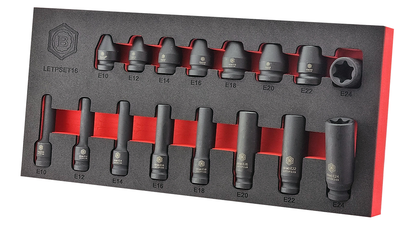 Britool Hallmark 1/2" Drive Impact Socket Set Sizes 8-36mm + E-Torx Set E10-E24