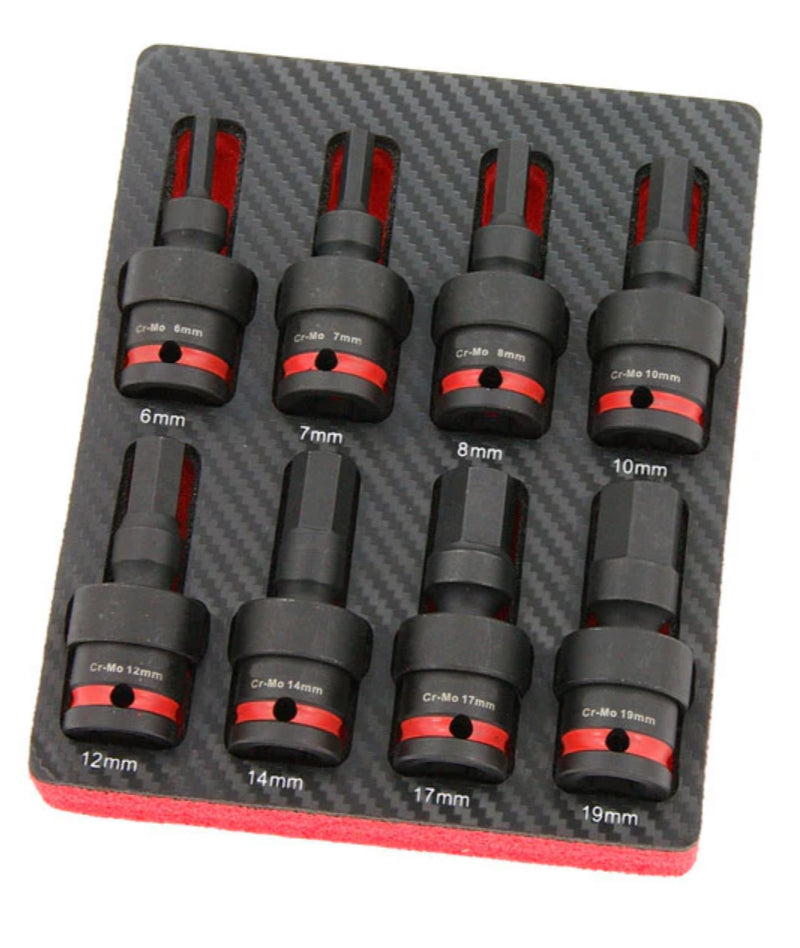 Britool Hallmark 8pc 1/2" Flexi Impact Hex / Allen Bit Socket Set
