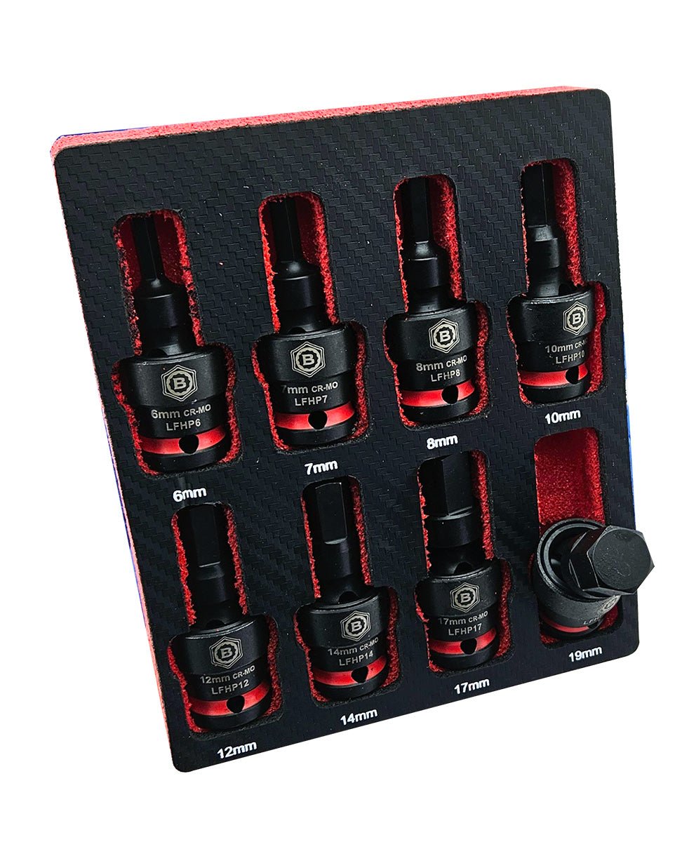 Britool Hallmark 8pc 1/2" Flexi Impact Hex / Allen Bit Socket Set