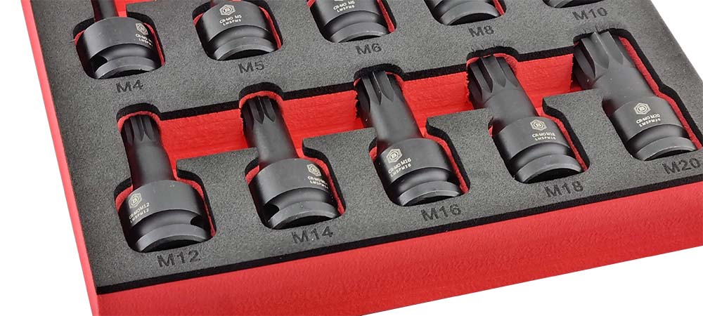 Britool Hallmark Spline XZN Impact Driver Set 10pc, 1/2" Drive