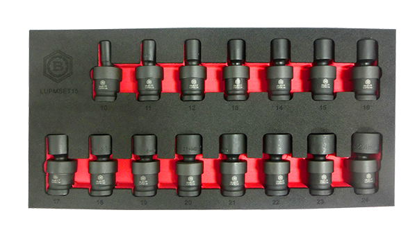 1/2" Drive Flexi / UJ Impact Socket Set 10-24mm Britool Hallmark