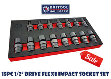 **Sale** Britool Hallmark 1/2" Drive Flexi / UJ Impact Socket Set 10-24mm