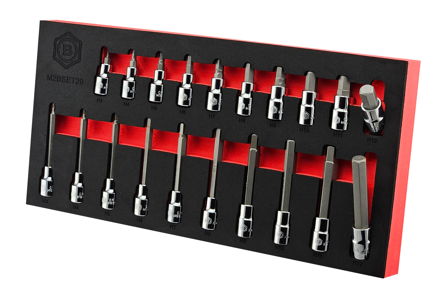Britool Hallmark 20pc 3/8" Hex / Allen Key Bit Socket Set Standard & Long 3-12mm