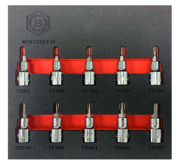 3/8"SD 5 Sided Tamperproof Torx Plus / TS Bit Socket Set Britool Hallmark M2BTSSET10