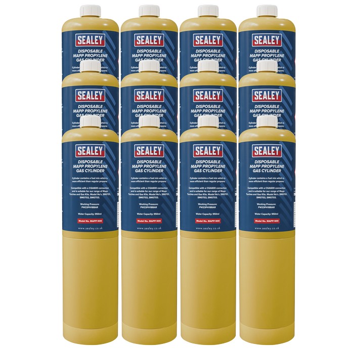 Sealey Disposable MAPP Propylene Gas Cylinder - Case of 12