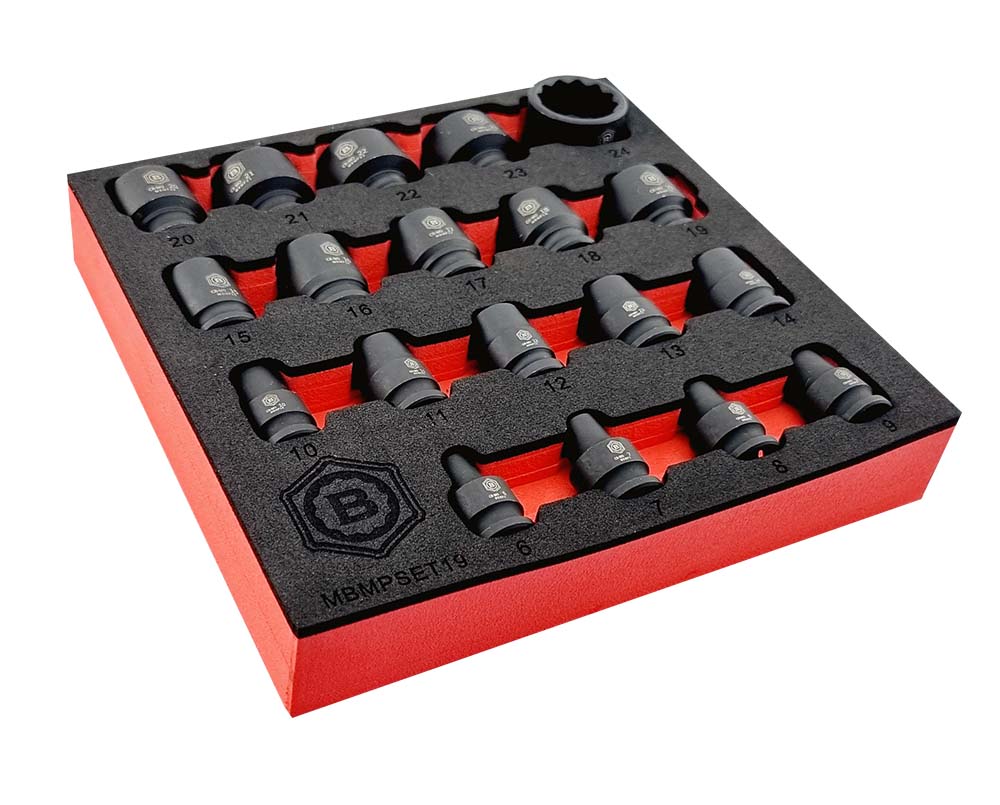 Britool Hallmark 19pc 3/8" Drive Impact Socket Set 12-Point Profile