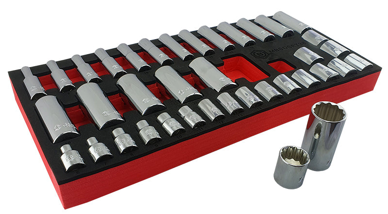 Britool Hallmark Standard & Deep Socket Set 6-24mm - 3/8" Drive, 12-Point