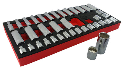Britool Hallmark Standard & Deep Socket Set 6-24mm - 3/8" Drive, 12-Point